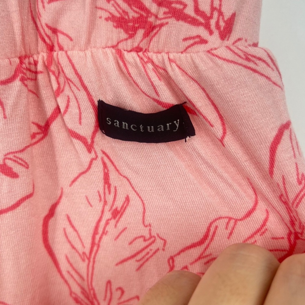 Sanctuary Womens Pink Floral Pajama Set Short Sleeve Top Long Pants NWT XL - Picture 10 of 15